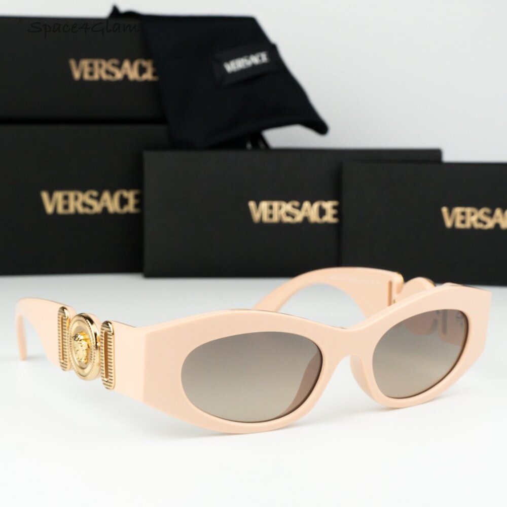 NEW Versace VE4480U 54946I Nude Brown Grad Grey Mirror Silver Unisex Sunglasses